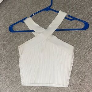 Aritzia criss cross white crop tank